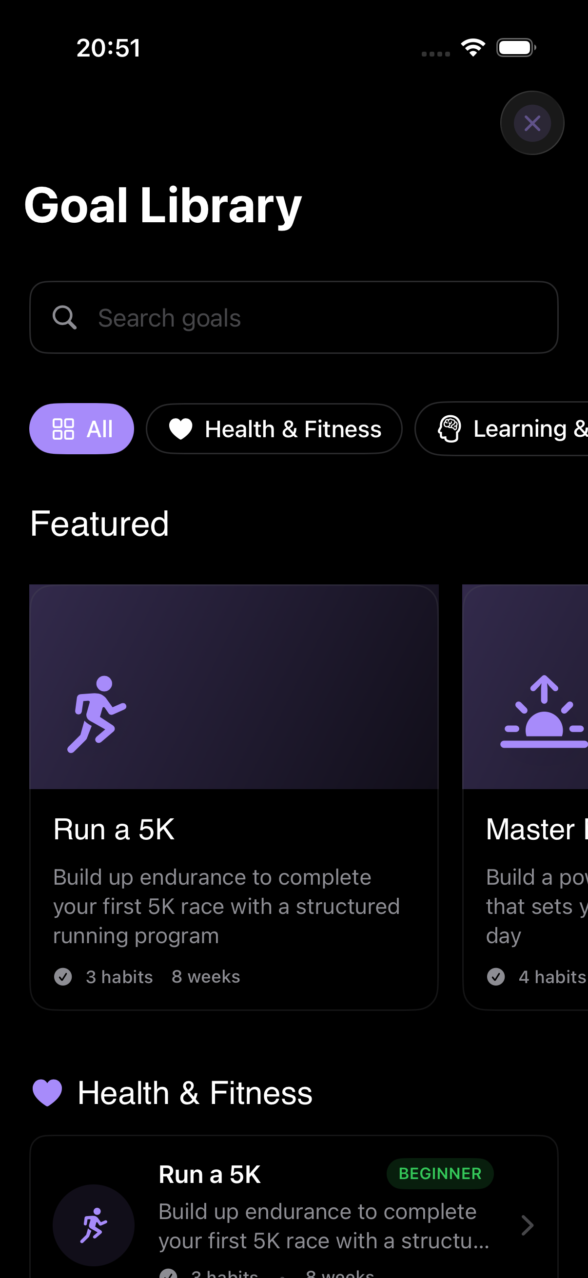 Goal template library